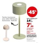 Promo Lampe métal rechargeable à 7,99 € dans le catalogue Super U à Lyon