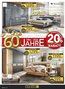 Bett im BRAUN Möbel-Center Prospekt "60 JAHRE BRAUN MÖBEL CENTER" mit 20 Seiten (Reutlingen)