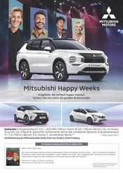 Aktueller Mitsubishi Werkstatt & Auto Prospekt in Gondenbrett und Umgebung, "Mitsubishi Happy Weeks" mit 1 Seite, 15.09.2025 - 13.10.2025