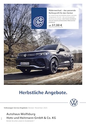 Volkswagen Prospekt „Herbstliche Angebote.“ für Bokensdorf und Umgebung mit 1 Seite Volkswagen Prospekt für Bokensdorf und Umgebung: „Herbstliche Angebote.“, 1 Seite, 01.09.2025 - 30.11.2025