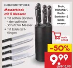 Messerblock mit 5 Messern im Netto Marken-Discount Prospekt Messerblock mit 5 Messern von GOURMETmaxx im aktuellen Netto Marken-Discount Prospekt für 9,99 €