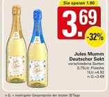 Deutscher Sekt Angebote von Jules Mumm bei WEZ Minden für 3,69 €