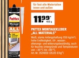 Montagekleber im OBI Prospekt Montagekleber „All Materials“ von Pattex im aktuellen OBI Prospekt für 11,99 €