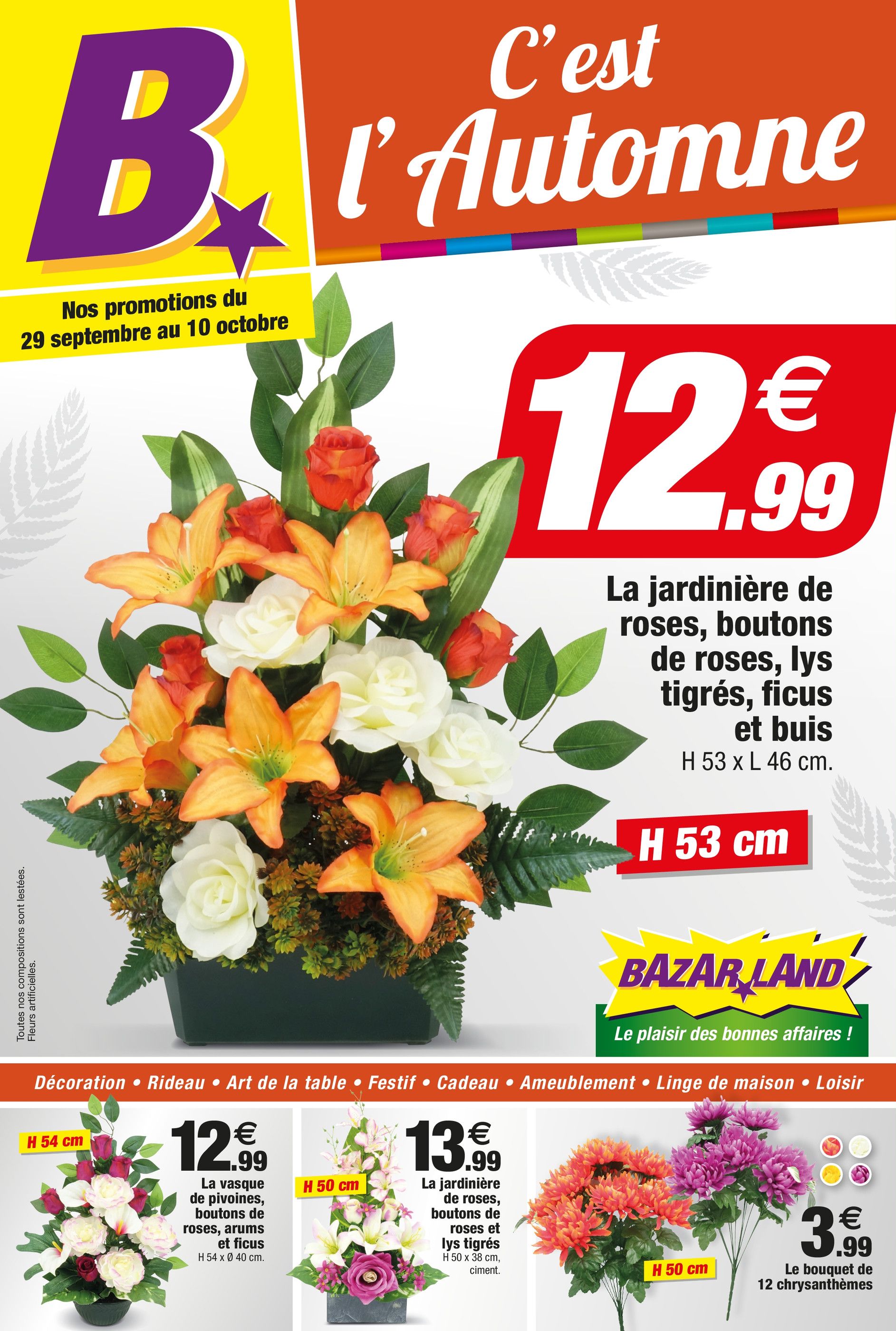 Catalogue Bazarland à Saint-Roch, avec 12 pages Prospectus Bazarland à Saint-Roch, "C'est l'Automne", 12 pages, 29/09/2021 - 10/10/2021