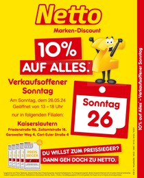 Aktueller Netto Marken-Discount Discounter Prospekt für Sembach: 10% auf alles mit 2} Seiten, 26.05.2024 - 26.05.2024