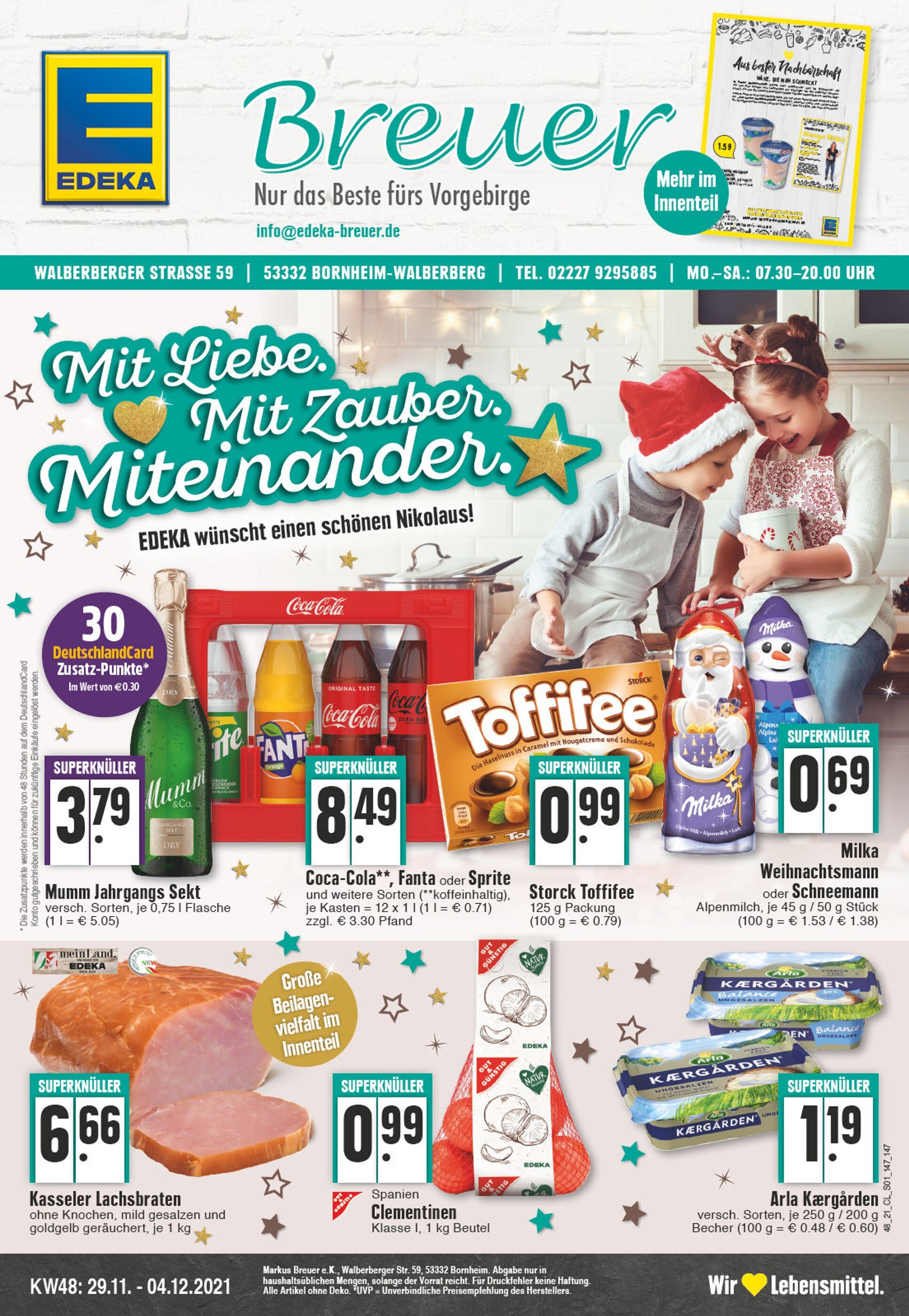 EDEKA Prospekt für Brühl mit 24 Seiten EDEKA Prospekt für Brühl: "Aktuelle Angebote", 24 Seiten, 29.11.2021 - 04.12.2021