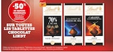 Promo -50% de remise immédiate sur le 2ème produit identique sur toutes les tablettes chocolat Lindt à  dans le catalogue U Express à Saint-Mathieu