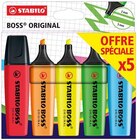 Etui carton de 5 surligneurs Stabilo Boss Original - Stabilo à 6,99 € dans le catalogue Fnac