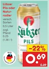 Pils von Lübzer für 0,69 € bei Netto Marken-Discount im Angebot Pils von Lübzer im aktuellen Netto Marken-Discount Prospekt