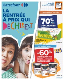 Catalogue Carrefour à Tours, avec 48 pages Prospectus Carrefour à Tours, "La rentrée à prix qui déchirent", 48 pages, 16/08/2022 - 29/08/2022