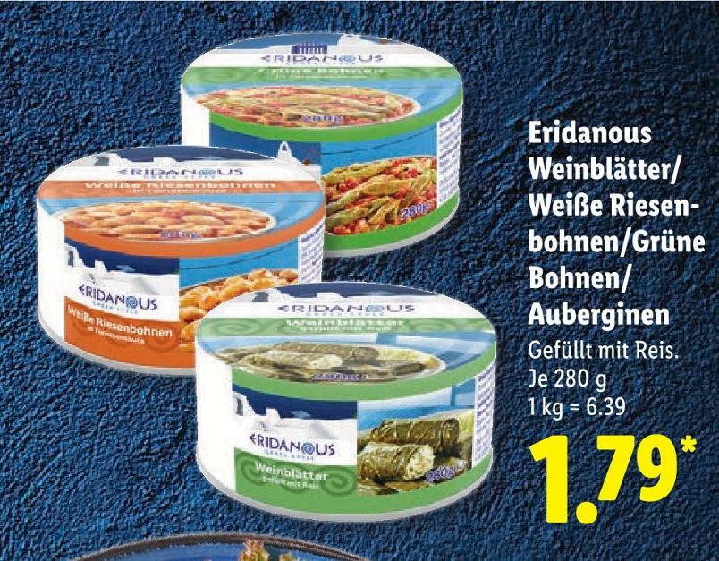 Weinblätter/ Weiße Riesenbohnen/Grüne Bohnen/ Auberginen