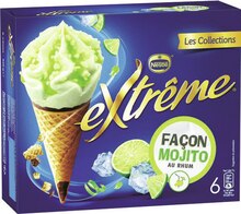 Glace À L'eau - NESTLE dans le catalogue Géant Casino Cônes glacés saveur Mojito EXTREME - NESTLE à 2,43 € en promo chez Géant Casino