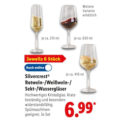 Rotwein-/Weißwein-/ Sekt-/Wassergläser