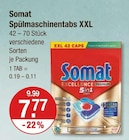 Spülmaschinentabs XXL im Angebot bei V-Markt in München Spülmaschinentabs XXL Angebote von Somat bei V-Markt München für 7,77 €