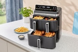 3-Kammer-Heißluftfritteuse von GOURMETmaxx für 89,99 € bei Penny im Angebot 3-Kammer-Heißluftfritteuse von GOURMETmaxx im aktuellen Penny Prospekt