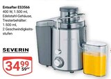 Entsafter ES3566 im Angebot bei GLOBUS in Leipzig Entsafter ES3566 Angebote von SEVERIN bei GLOBUS Leipzig für 34,99 €