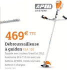 Débroussailleuse à guidon FSA 120 - AP System - Espace Emeraude à Quimper Débroussailleuse à guidon FSA 120 - AP System en promo chez Espace Emeraude Quimper à 469,00 €