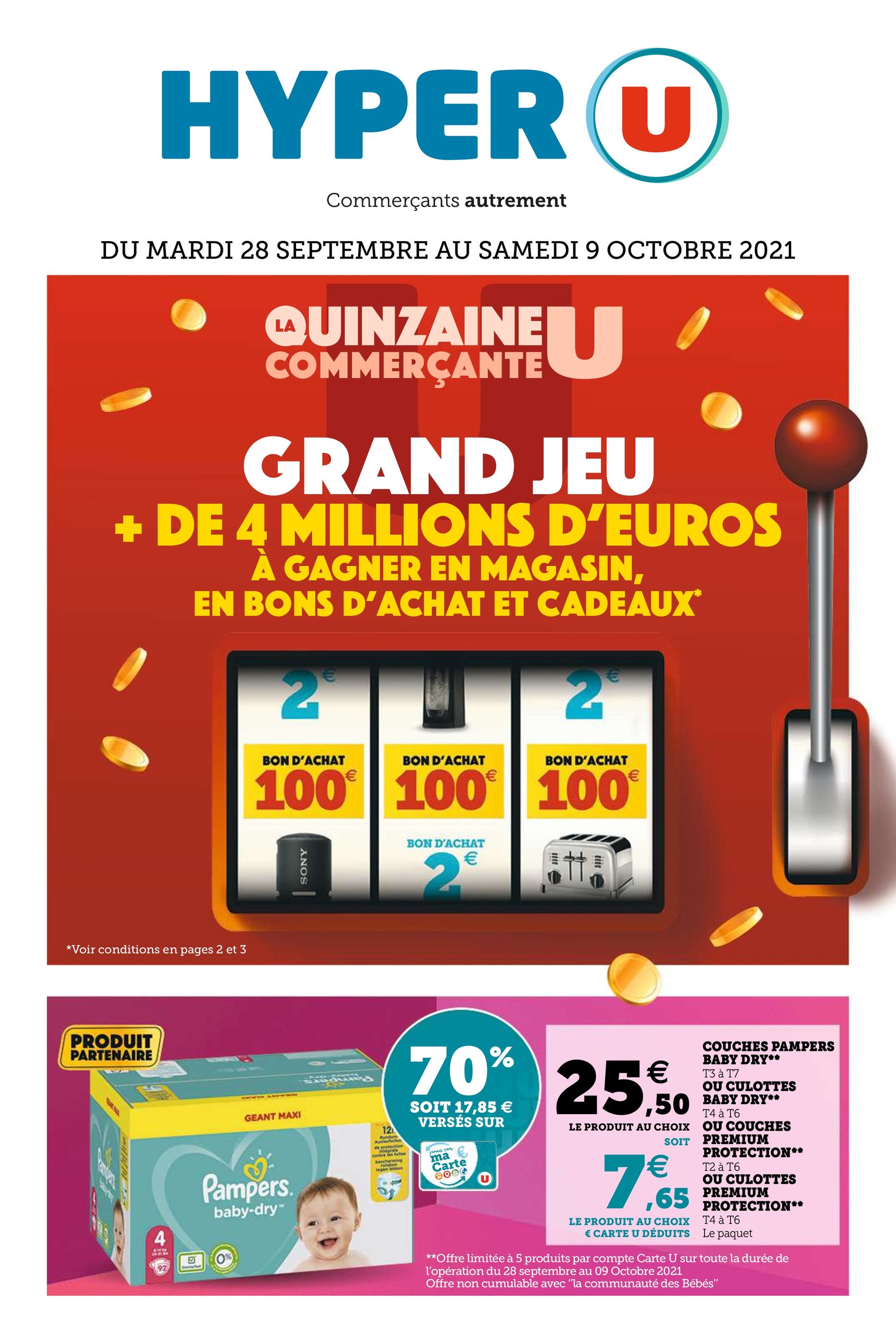 Catalogue Hyper U à Vaujours, avec 56 pages Prospectus Hyper U à Vaujours, "La quinzaine commerçante U", 56 pages, 28/09/2021 - 09/10/2021