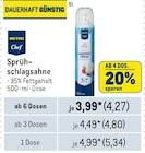 Aktuelles Sprühschlagsahne Angebot bei Metro in Mannheim ab 4,27 €