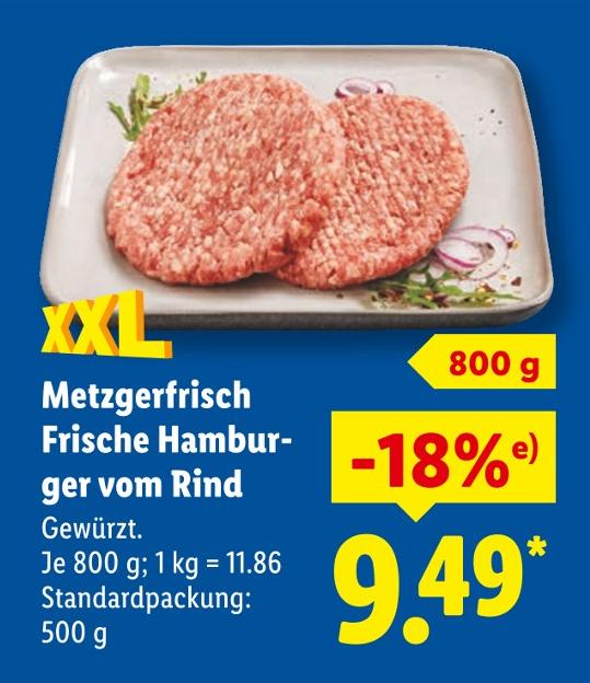 Metzgerfrisch Frische Hamburger vom Rind