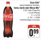 verschiedene Sorten, Fanta, Sprite oder Mezzo Mix Angebote von Coca-Cola bei nah und gut Würzburg für 0,99 €