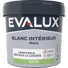 Peinture Blanche intérieure, murs Satin 5 L - Evalux en promo chez Brico Dépôt Bourges à 25,90 €