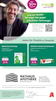 mea - meine apotheke Prospekt der Woche "Unsere November-Angebote" Seite 1, 01.11.2025 bis 30.11.2025 für St. Georgen Aktueller mea - meine apotheke Prospekt "Unsere November-Angebote" Seite 1 von 4 Seiten für St. Georgen