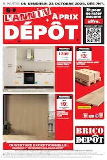 Catalogue Brico Dépôt à Villemandeur cette semaine, valable du 23/10/2026 au 05/11/2026 Prospectus Brico Dépôt à Villemandeur, "L'ANNIV À PRIX DÉPÔT", 12 pages de promos valables du 23/10/2026 au 05/11/2026