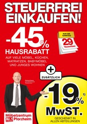 Aktueller Möbelzentrum Pforzheim Pforzheim Prospekt "STEUERFREI EINKAUFEN!" mit 2 Seiten