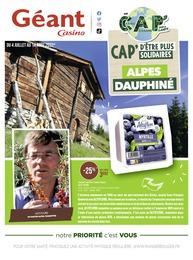 Catalogue Géant Casino à Grenoble, avec 13 pages Prospectus Géant Casino à Grenoble, "ALPES DAUPHINÉ", 13 pages, 04/07/2022 - 14/07/2022