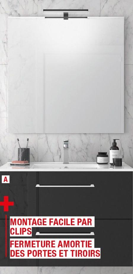 Brico Dépôt Bordeaux - ENSEMBLE MEUBLE "ROMA" NOIR 80 cm Promo ENSEMBLE MEUBLE "ROMA" NOIR 80 cm dans le catalogue Brico Dépôt Des prix bas qui méritent le détour ! à Bordeaux
