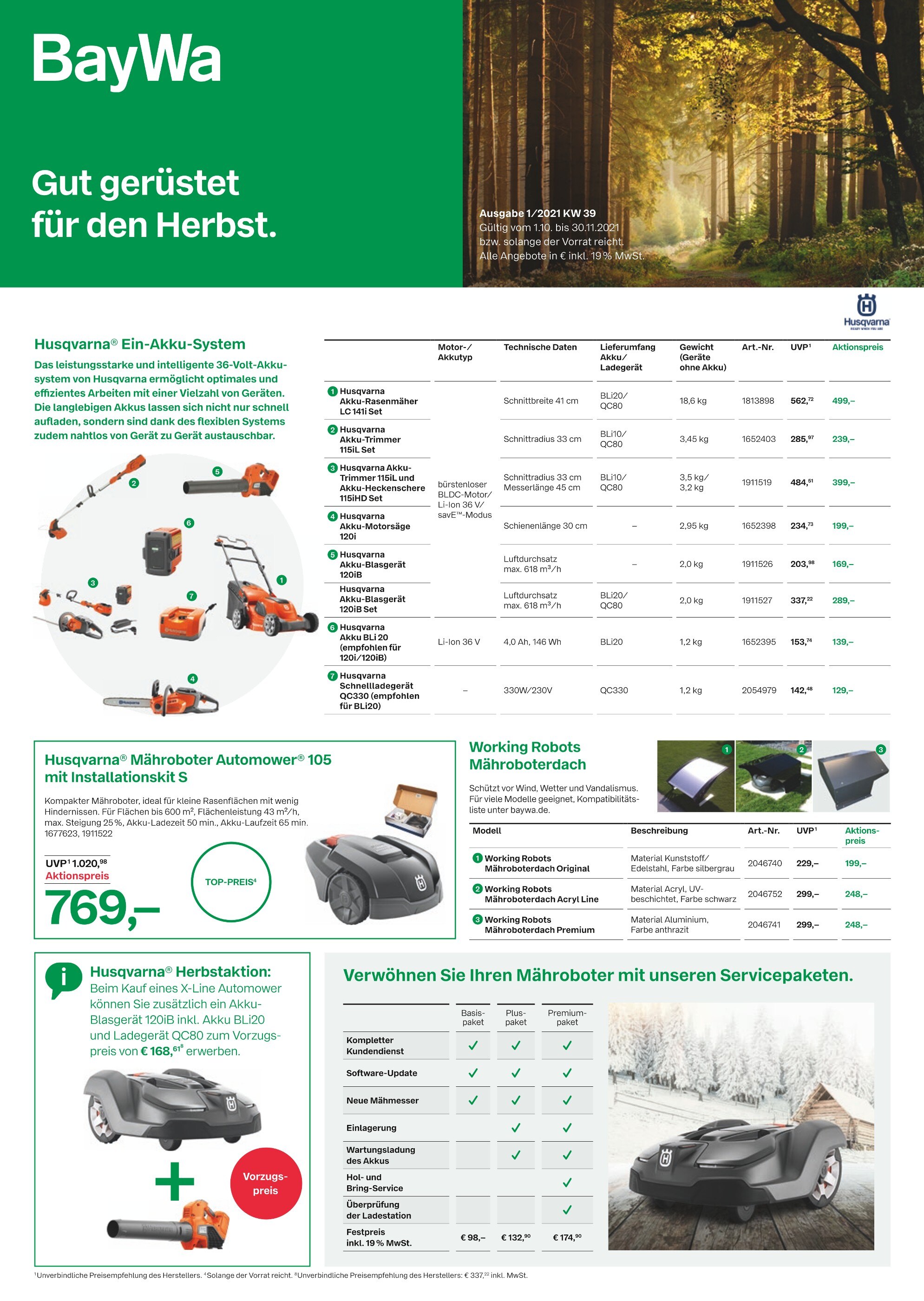 BayWa Prospekt für Blaichach mit 2 Seiten BayWa Prospekt für Blaichach: "Gut gerüstet für den Herbst.", 2 Seiten, 01.10.2021 - 30.11.2021