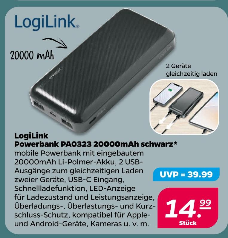 Powerbank PA0323 20000mAh schwarz