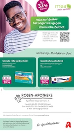 mea - meine apotheke Apotheken Prospekt der aktuellen Woche mit 4 Seiten, gültig von 01.06.2026 bis 30.06.2026, in Rellingen und Umgebung Aktueller mea - meine apotheke Apotheken Prospekt in Rellingen und Umgebung, "Unsere Juni-Angebote" mit 4 Seiten, 01.06.2026 - 30.06.2026