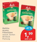Aroma Filtertüten Angebote von Melitta bei budni Pinneberg für 1,99 €