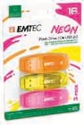 Lot de 3 cles usb neon 2.0 16go - EMTEC en promo chez Hyper U Sotteville-lès-Rouen à 14,99 €