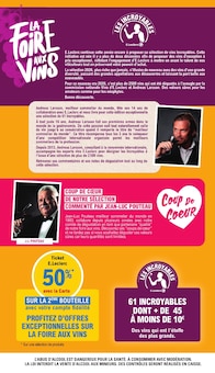 Catalogue de la semaine "LA FOiRE AUX ViNS" avec 2 pages, valide du 26/09/2026 au 10/10/2026 pour Falaise et alentours Prospectus de la semaine "LA FOiRE AUX ViNS" avec 2 pages, valide du 26/09/2026 au 10/10/2026 pour Falaise et alentours