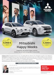 Mitsubishi Prospekt für Rheinstetten mit 1 Seite Mitsubishi Prospekt für Rheinstetten: "Mitsubishi Happy Weeks", 1 Seite, 16.03.2026 - 12.04.2026