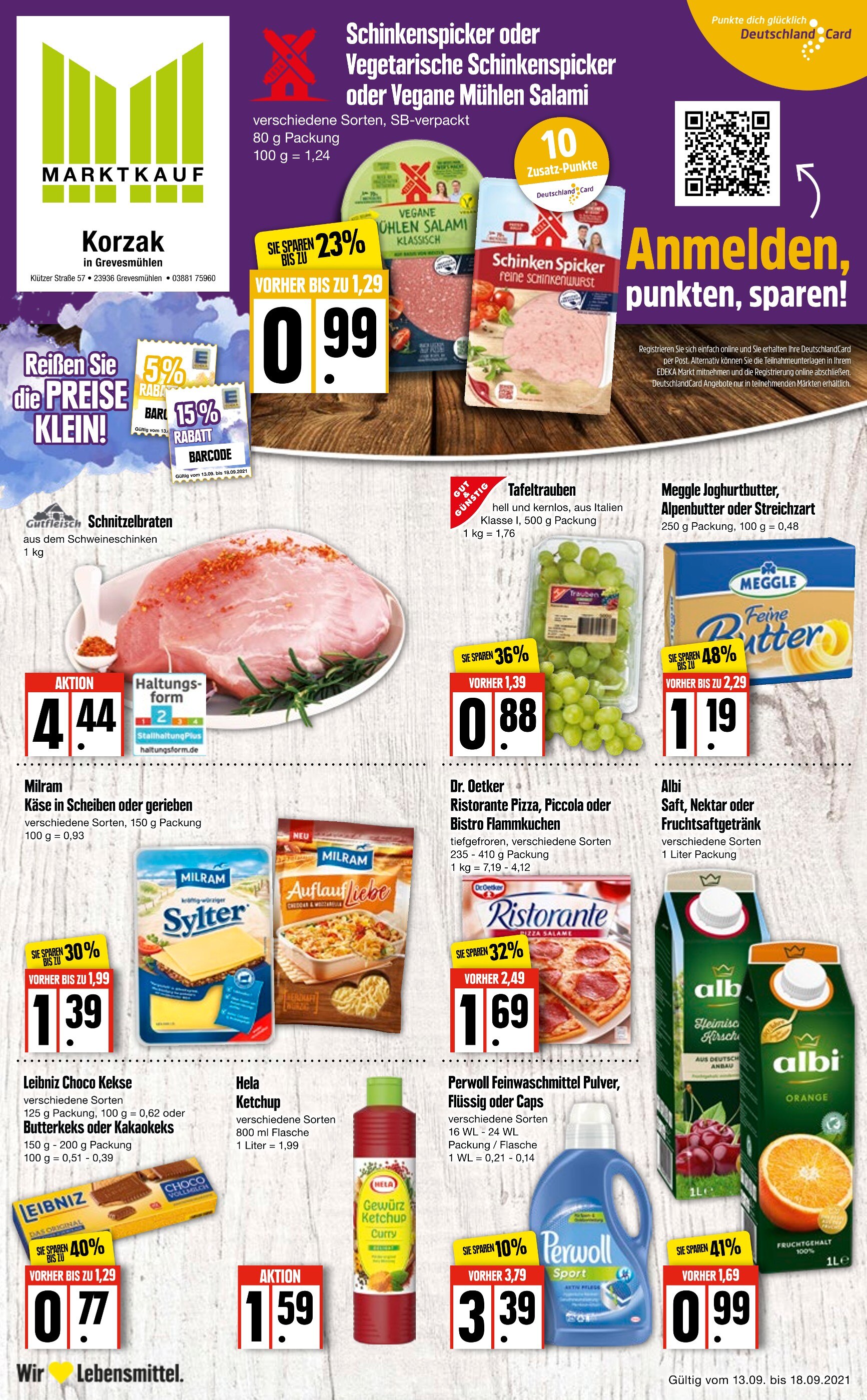 Marktkauf Prospekt für Sabow mit 20 Seiten Marktkauf Prospekt für Sabow: "Aktuelle Angebote", 20 Seiten, 13.09.2021 - 18.09.2021