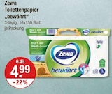 Toilettenpapier „bewährt“ von Zewa im aktuellen V-Markt Prospekt für 4,99 €