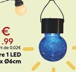 Ampoule multicolore 1 LED craquelée verre et inox Ø6cm en promo chez Maxi Bazar Orange à 1,99 €