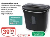 Aktenvernichter 480 X im Angebot bei GLOBUS in St. Ingbert Aktenvernichter 480 X Angebote von GENIE bei GLOBUS St. Ingbert für 5,99 €