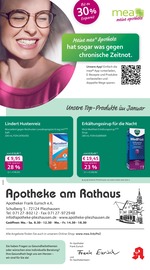 mea - meine apotheke Apotheken Prospekt der aktuellen Woche mit 4 Seiten, gültig von 01.01.2026 bis 31.01.2026, in Kirchentellinsfurt und Umgebung Aktueller mea - meine apotheke Apotheken Prospekt in Kirchentellinsfurt und Umgebung, "Unsere Januar-Angebote" mit 4 Seiten, 01.01.2026 - 31.01.2026