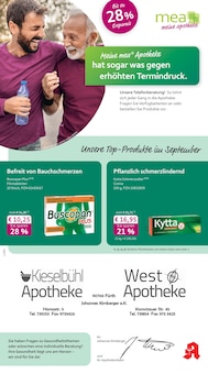 mea - meine apotheke Prospekt der Woche "Unsere September-Angebote" Seite 1, 01.09.2025 bis 30.09.2025 für Fürth Aktueller mea - meine apotheke Prospekt "Unsere September-Angebote" Seite 1 von 4 Seiten für Fürth