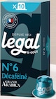 Capsules aluminium décaféiné sans solvant N°6 - LEGAL - Intermarché Super à Saint-Étienne-du-Rouvray Capsules aluminium décaféiné sans solvant N°6 - LEGAL en promo chez Intermarché Super Saint-Étienne-du-Rouvray à 1,94 €
