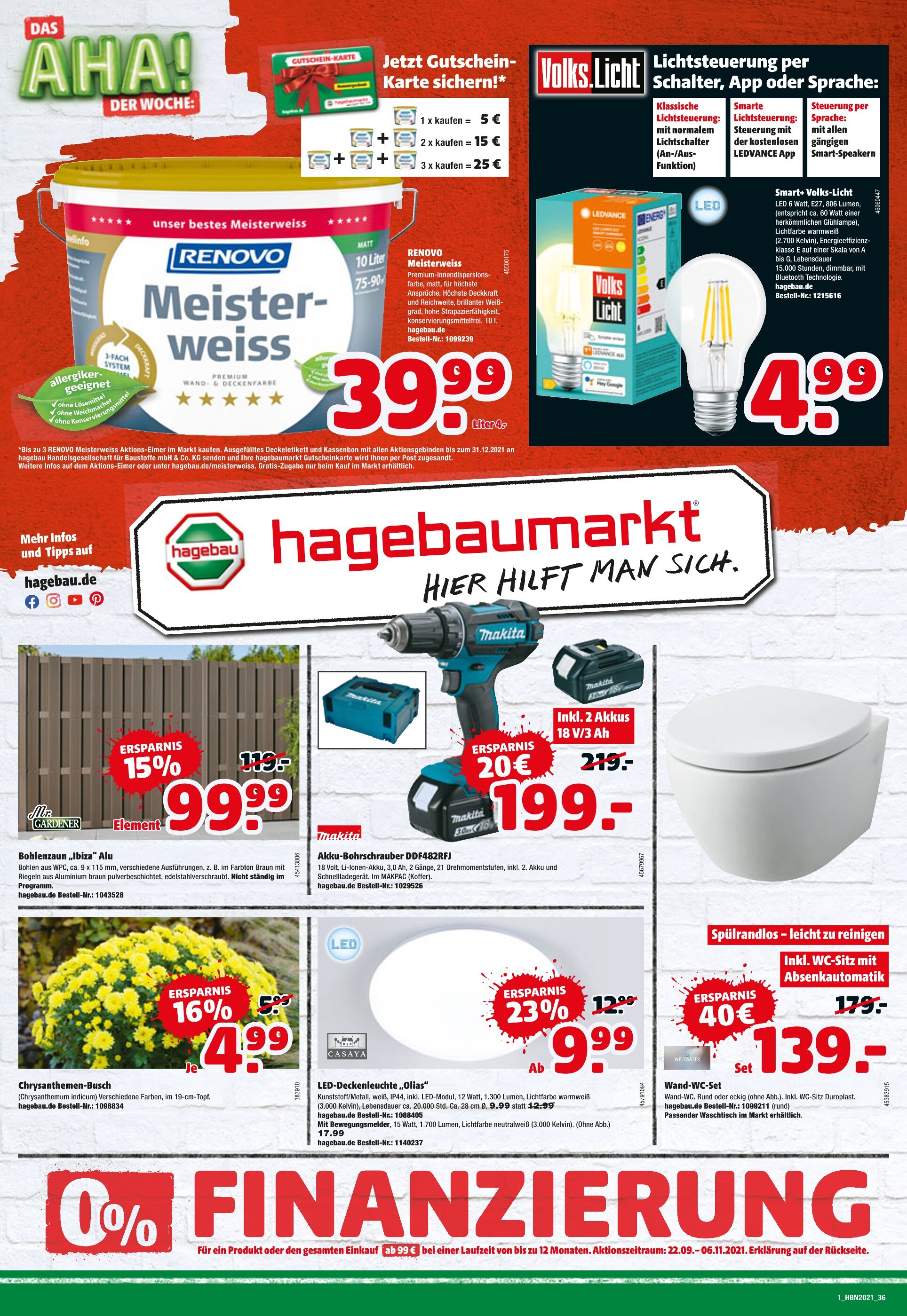 Hagebaumarkt Prospekt für Bornheim mit 12 Seiten Hagebaumarkt Prospekt für Bornheim: "Aktuelle Angebote", 12 Seiten, 25.09.2021 - 01.10.2021