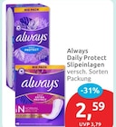 Daily Protect Slipeinlagen von Always für 2,59 € bei budni im Angebot Daily Protect Slipeinlagen von Always im aktuellen budni Prospekt