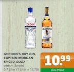 Gordon's Dry Gin, Captain Morgan Spiced Gold bei Getränke A-Z im Mittenwalde Prospekt für 10,99 €