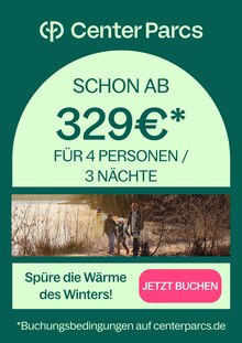 Aktueller Center Parcs Prospekt "Spüre die Wärme des Winters" Seite 1 von 1 Seite für Medebach