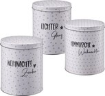 Weihnachtsdosen im dm-drogerie markt Prospekt Metalldose, schwarz-weiß von BOLTZE im aktuellen dm-drogerie markt Prospekt für 5,95 €